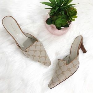 Ralph Lauren Cecile Tam Monogram Mule Heels